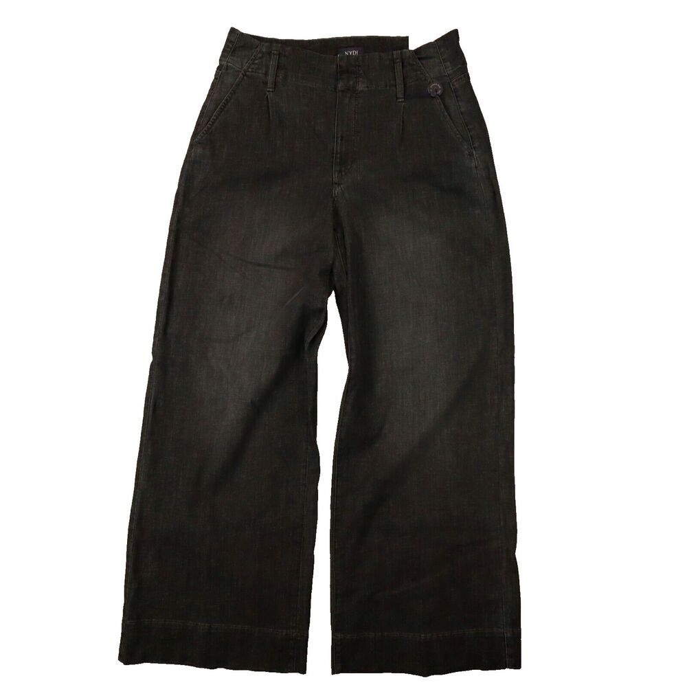 NYDJ Women's Mona Wide Leg Trouser Dark Grey High Rise size 8 NWT